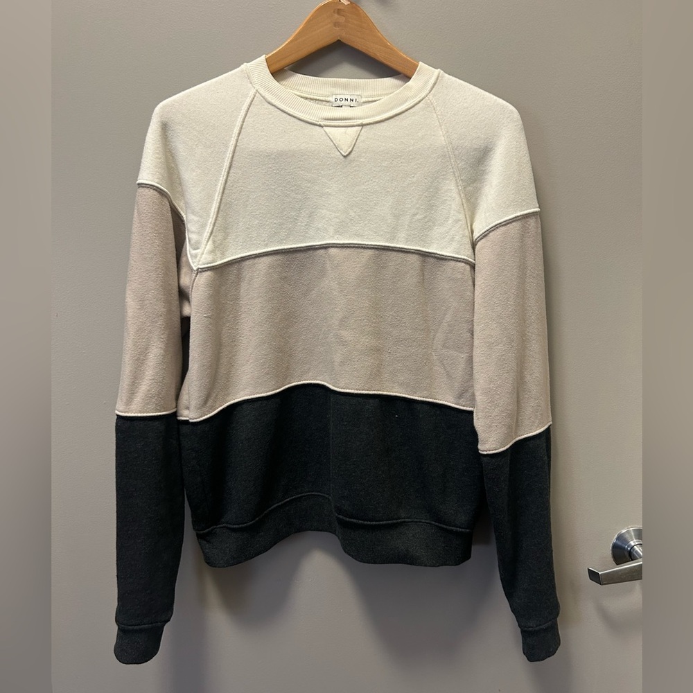 Donni Vintage Fleece Tri Crew Sweatshirt Sz S
